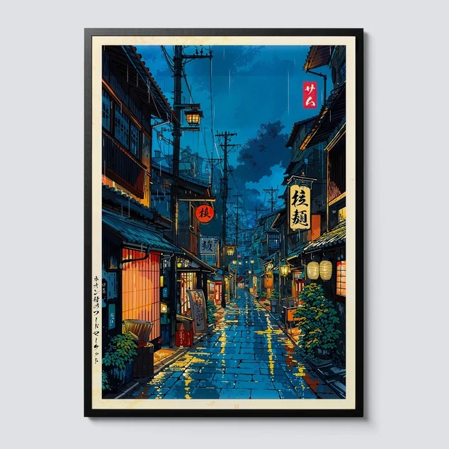 Interior Design Poster - Japanese Tokyo Teahouse Cartoon Canvas Print