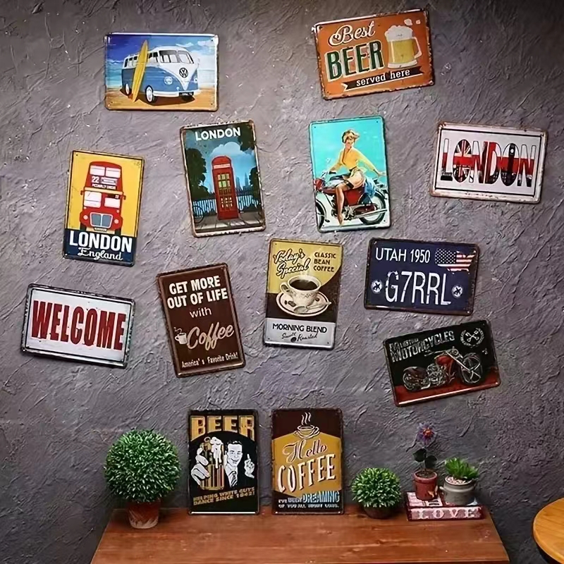 Retro Tin Sign Vintage Metal S - Interior Design Poster incelemesi ve fiyatı