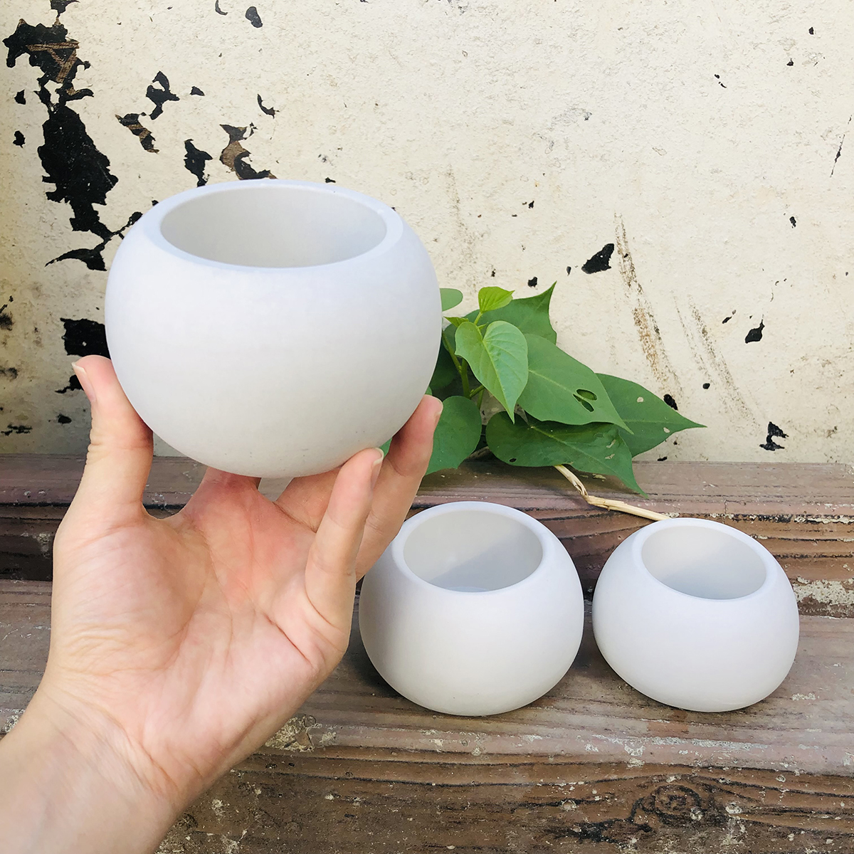 3pcs Round Flower Pot Silicone - Terrazzo Pot Cement incelemesi ve fiyatı