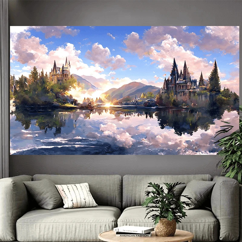 Castle Lake Wall Tapestry Fant - Interior Design Poster incelemesi ve fiyatı