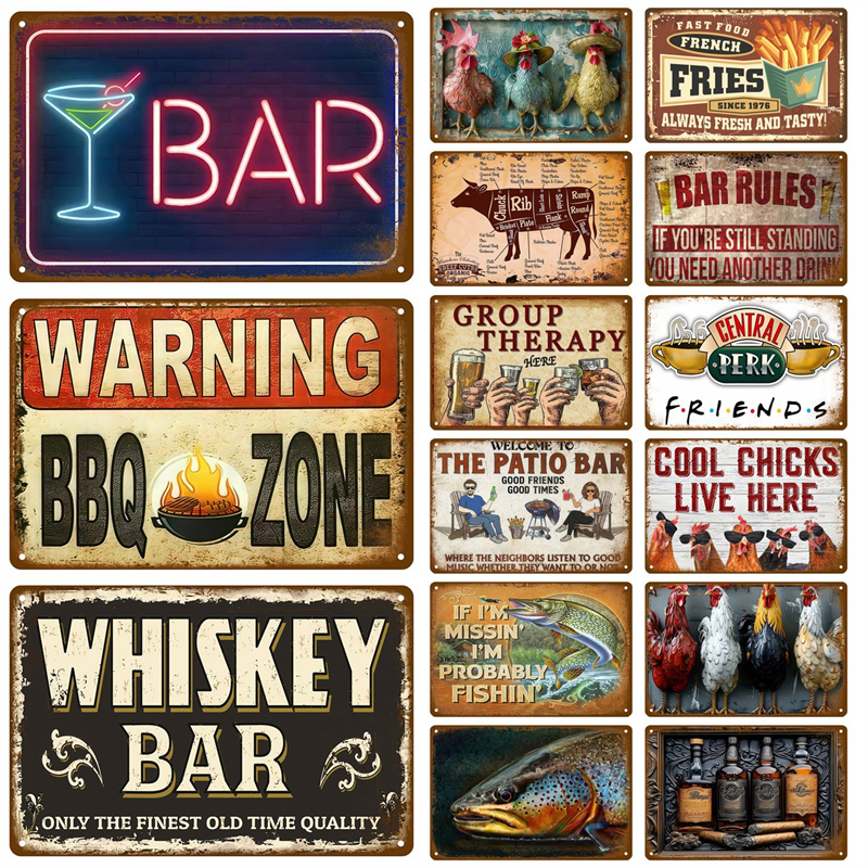 Vintage Bar Metal Signs Bathro - Interior Design Poster incelemesi ve fiyatı