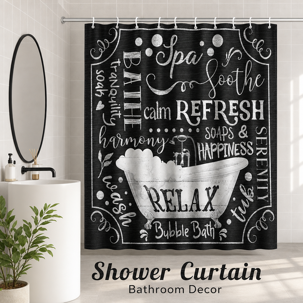 Chalkboard Style Shower Curtai - Interior Design Quotes incelemesi ve fiyatı