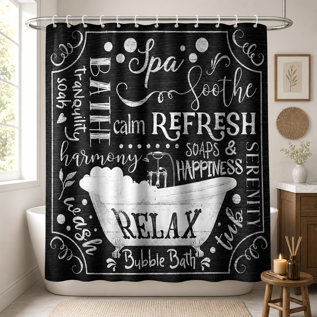 Chalkboard Style Shower Curtai - Interior Design Quotes incelemesi ve fiyatı