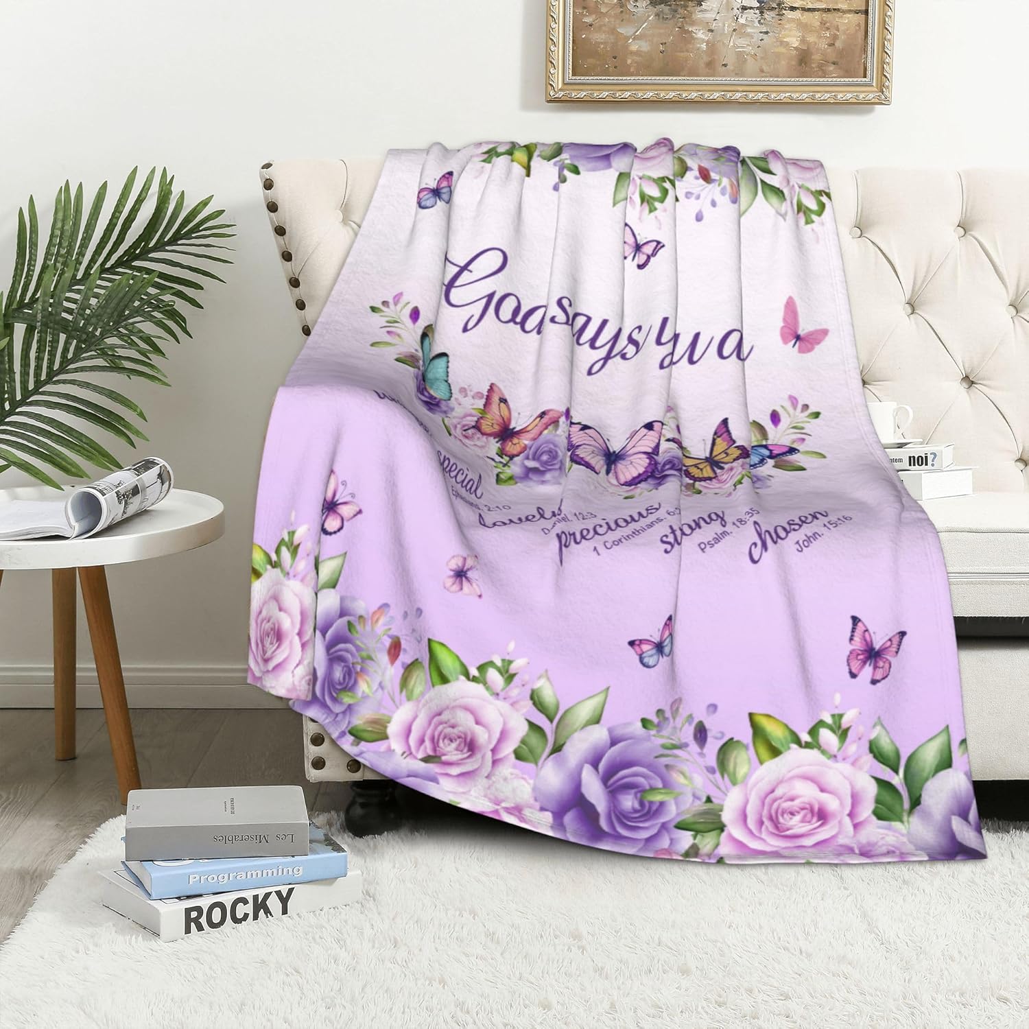 Purple Roses Butterflies Faith - Interior Design Quotes incelemesi ve fiyatı