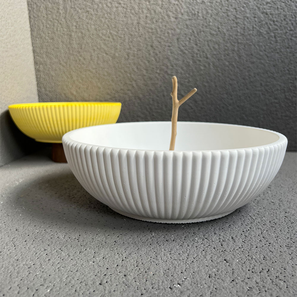 Large Striped Bowl Vessel Conc - Terrazzo Pot Cement incelemesi ve fiyatı