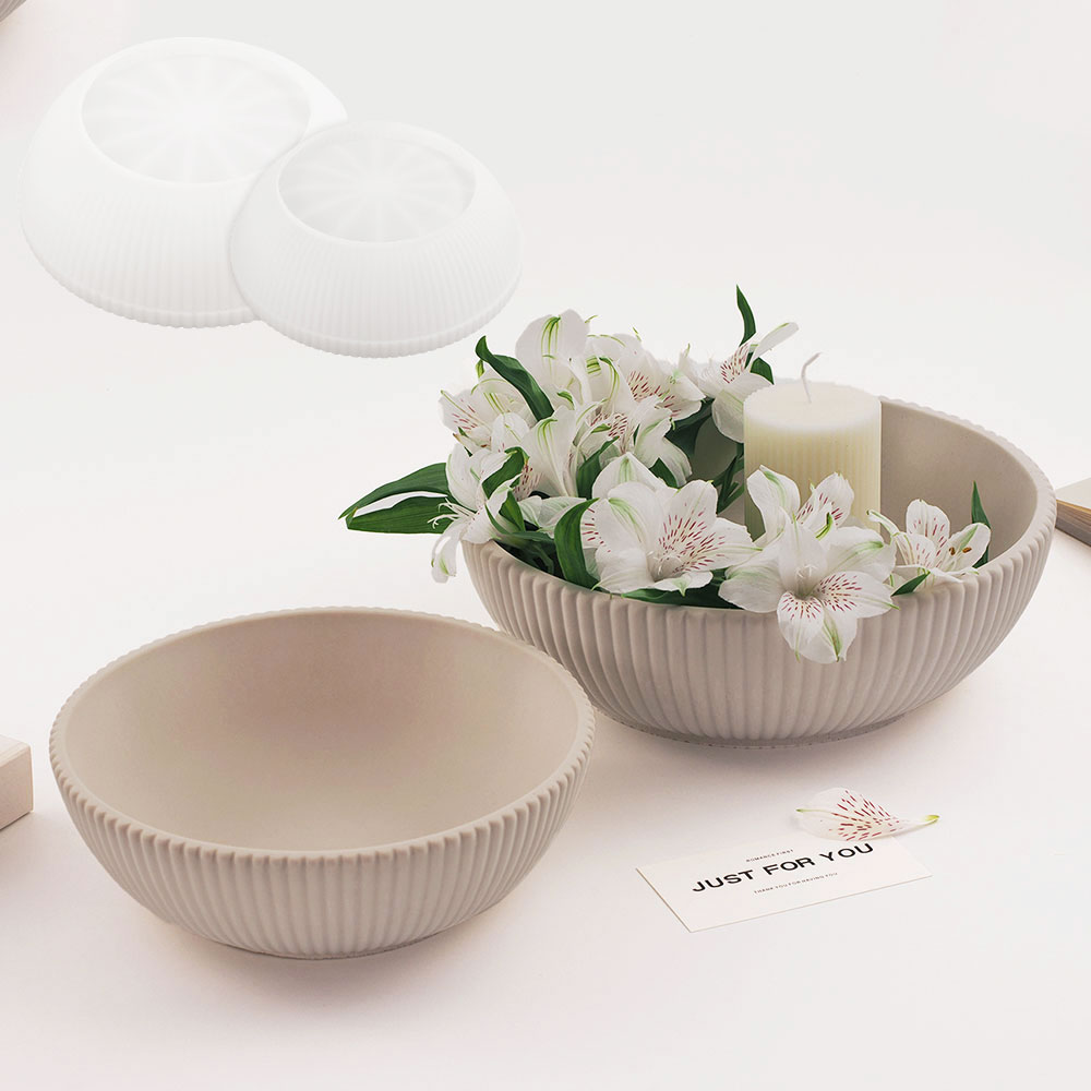 Large Striped Bowl Vessel Conc - Terrazzo Pot Cement incelemesi ve fiyatı