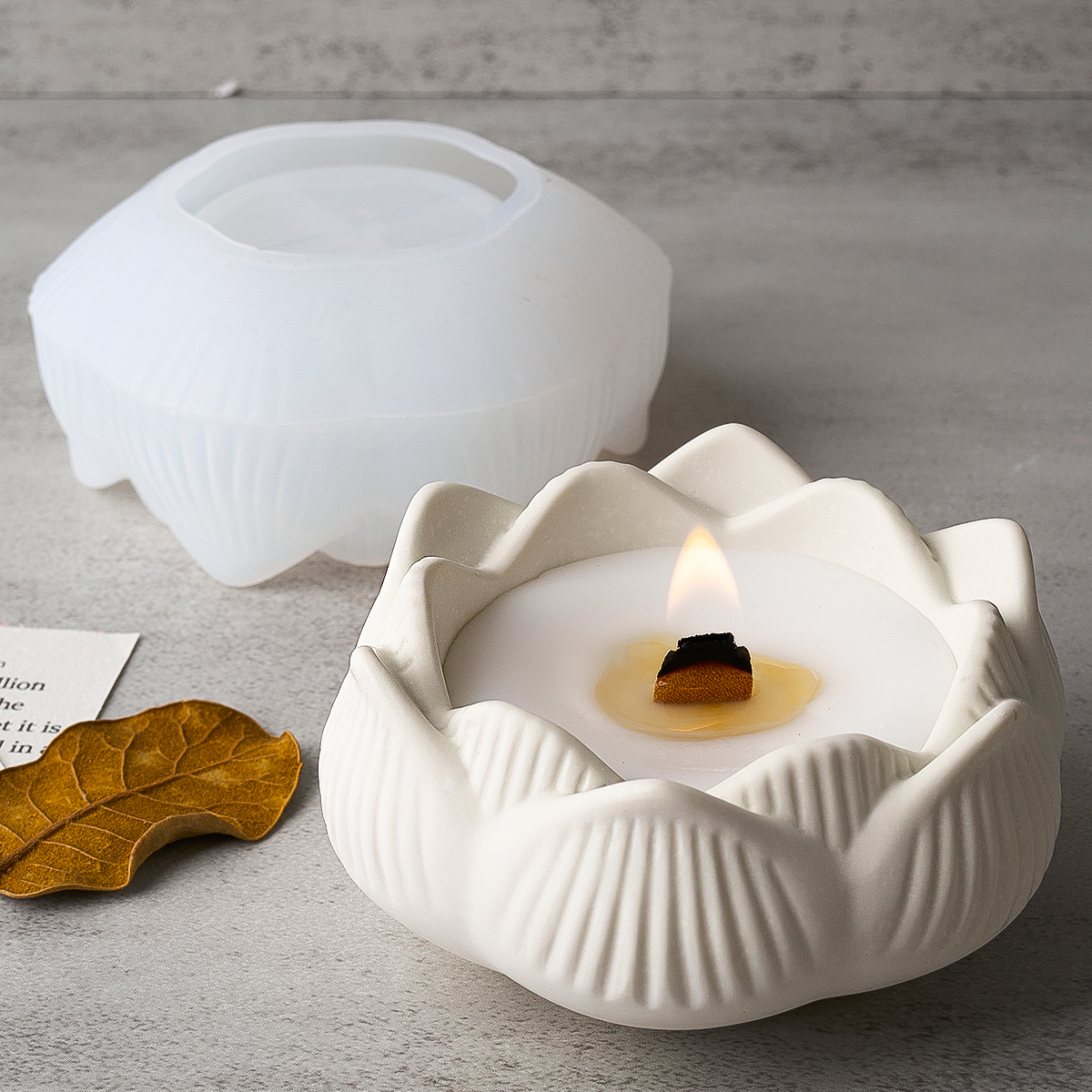 Lotus Shape Candle Holder Plas - Terrazzo Pot Cement incelemesi ve fiyatı