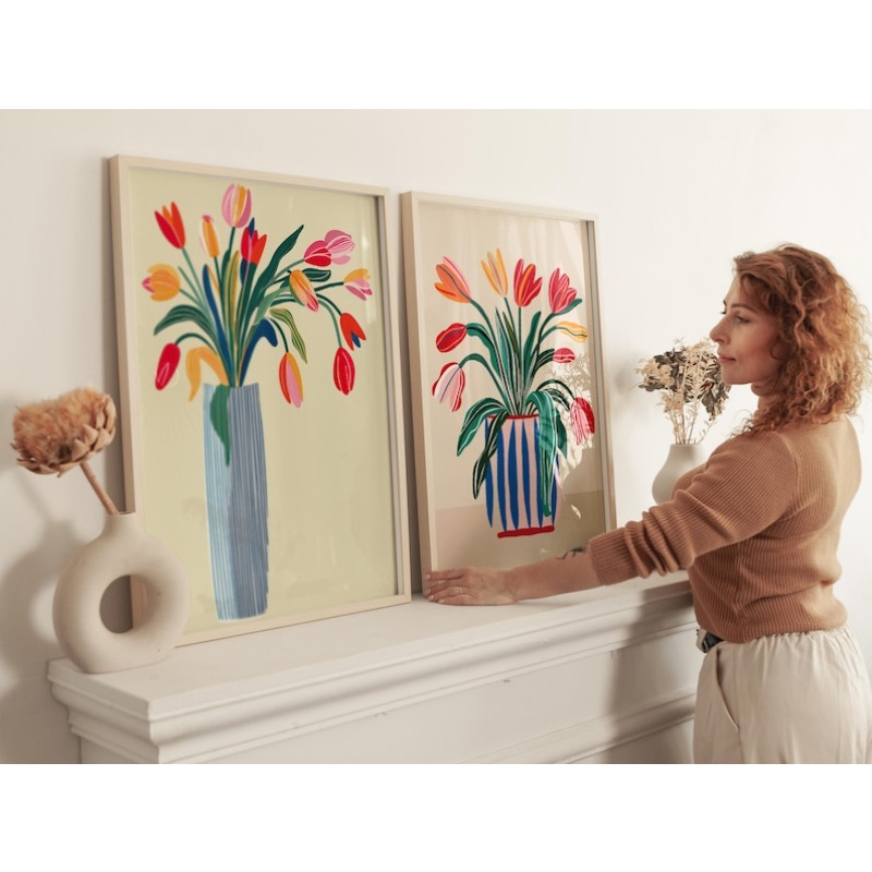 2pcs Tulip Flowers Canvas Wall - Interior Design Kitchen incelemesi ve fiyatı