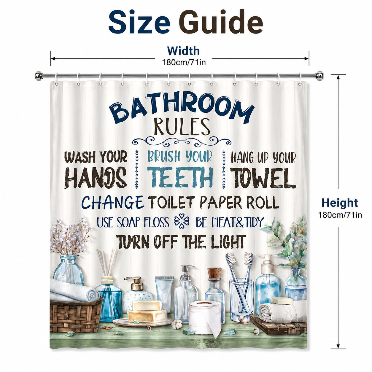 Bathroom Rules Shower Curtain  - Interior Design Quotes incelemesi ve fiyatı
