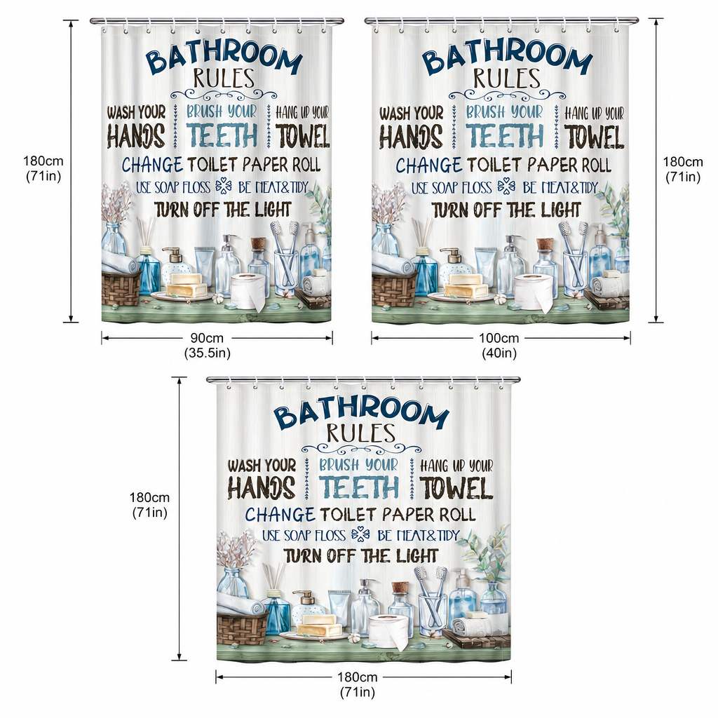 Bathroom Rules Shower Curtain  - Interior Design Quotes incelemesi ve fiyatı