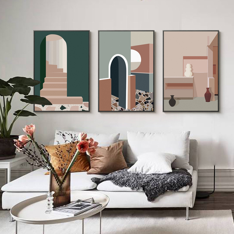 Retro Morandi Building Canvas  - Interior Design And Build incelemesi ve fiyatı