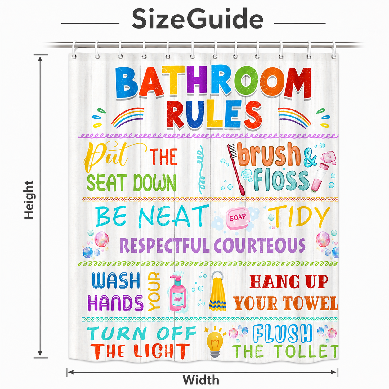 Bathroom Rules Shower Curtain  - Interior Design Quotes incelemesi ve fiyatı